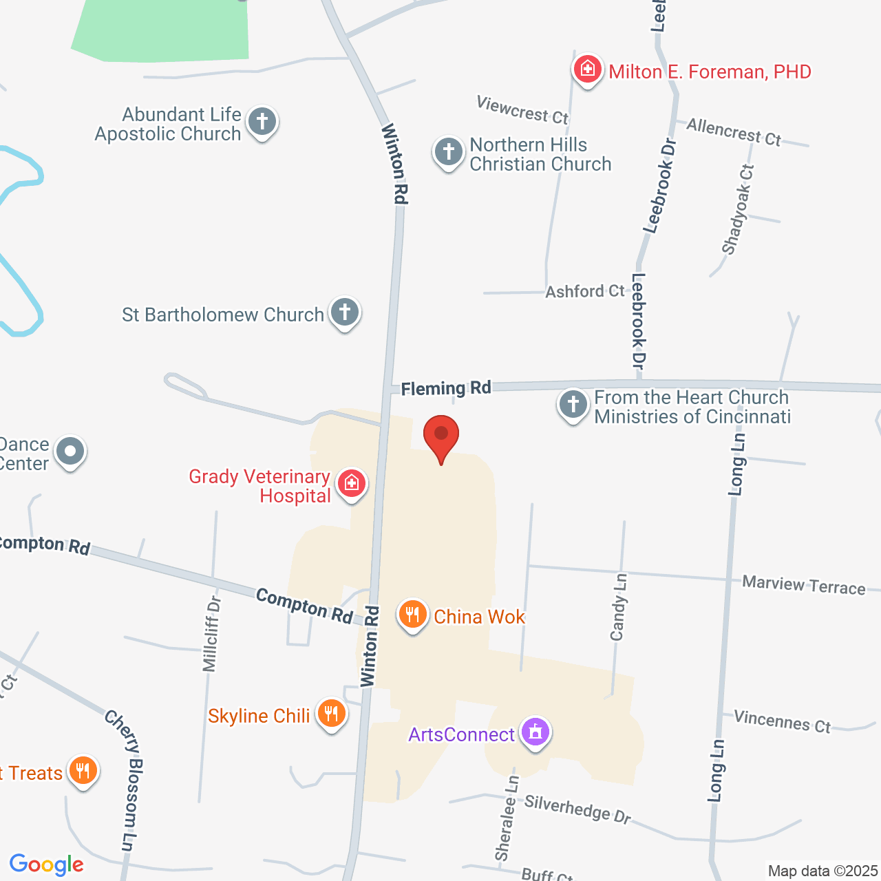 Google map image of our location in 9294 Winton Rd Cincinnati, OH